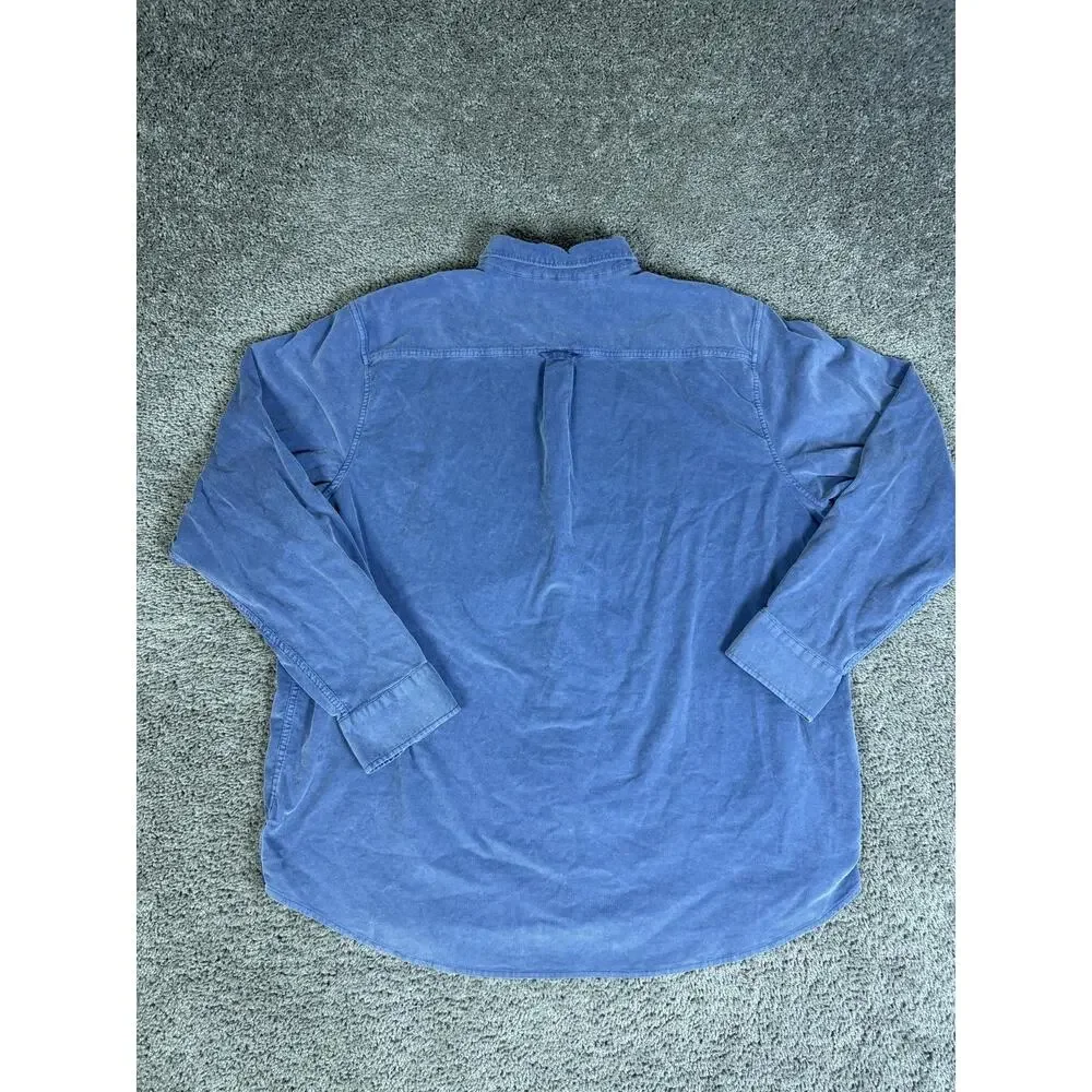 Tommy Bahama Shirt Mens 2XL Blue Corduroy Long Sleeve Button Up Relaxed